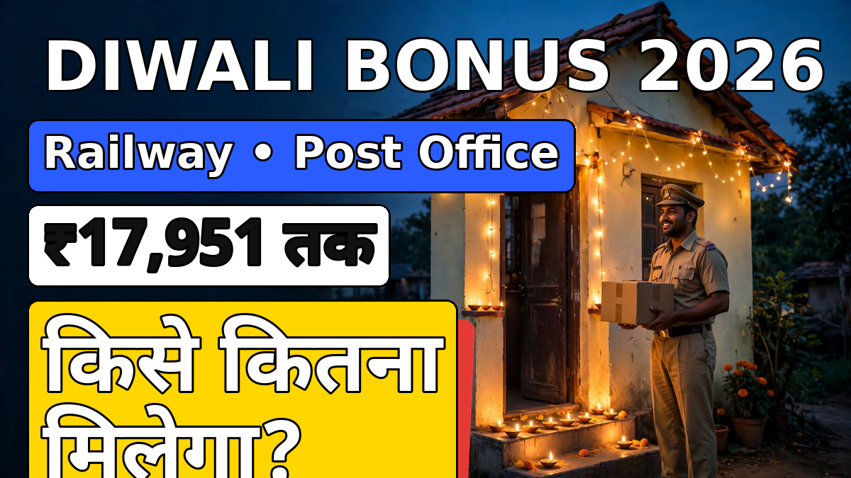 Diwali Bonus 2026 — रेलवे, डाक विभाग और केंद्रीय कर्मचारियों का बोनस; दीवाली की सजावट वाला डाकघर