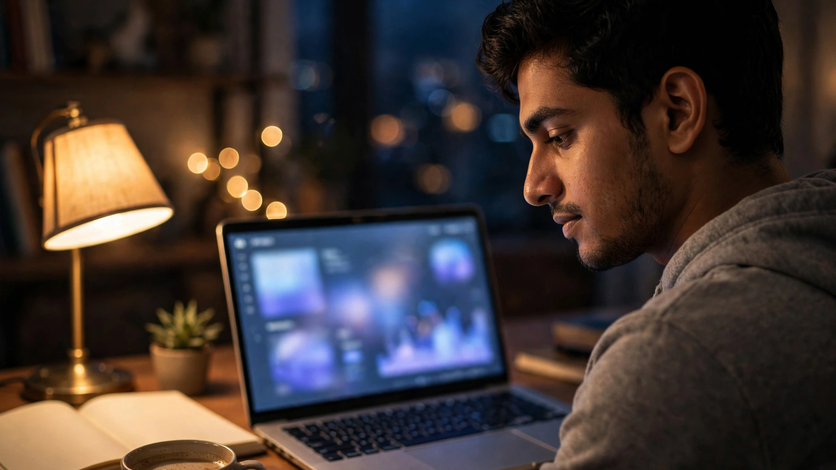 Laptop par gig work karta hua Indian freelancer — Fiverr se paise kamane ka tarika