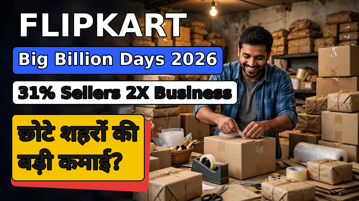 Flipkart Big Billion Days 2026 में छोटे शहर के seller की कमाई — parcels pack करता दुकानदार